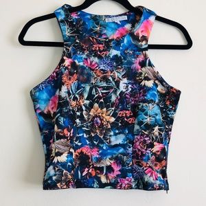 C-Lective Colorful Floral Zippered Sleeveless S